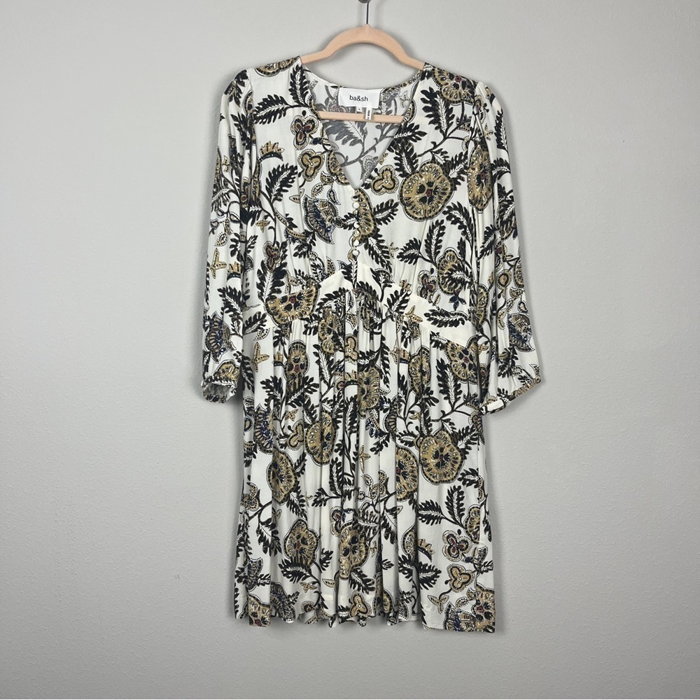 ba&sh White Volver Floral Paisley Dress in Ecru - Picture 2 of 4